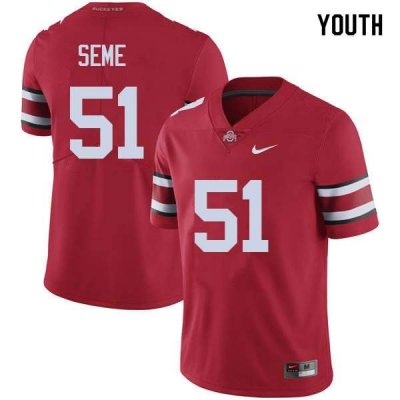 Youth Ohio State Buckeyes #51 Nick Seme Red Nike NCAA College Football Jersey October PSR3044DH